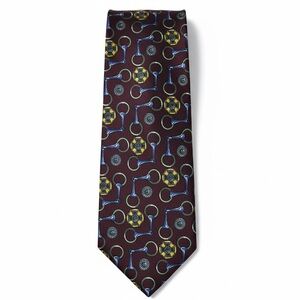 Christian Dior silk Vintage tie in burgundy and equestrian horsebit patter ✨